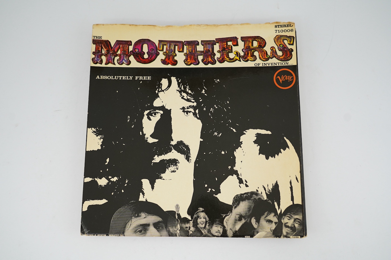 Six Frank Zappa and Mothers of Invention LP record albums; Absolutely Free, Stereo on Verve 710 006A, Freak Out (2 LP set), The Mothers Fillmore East - June 1971 and another, Hot Rats and another (one with gold and green